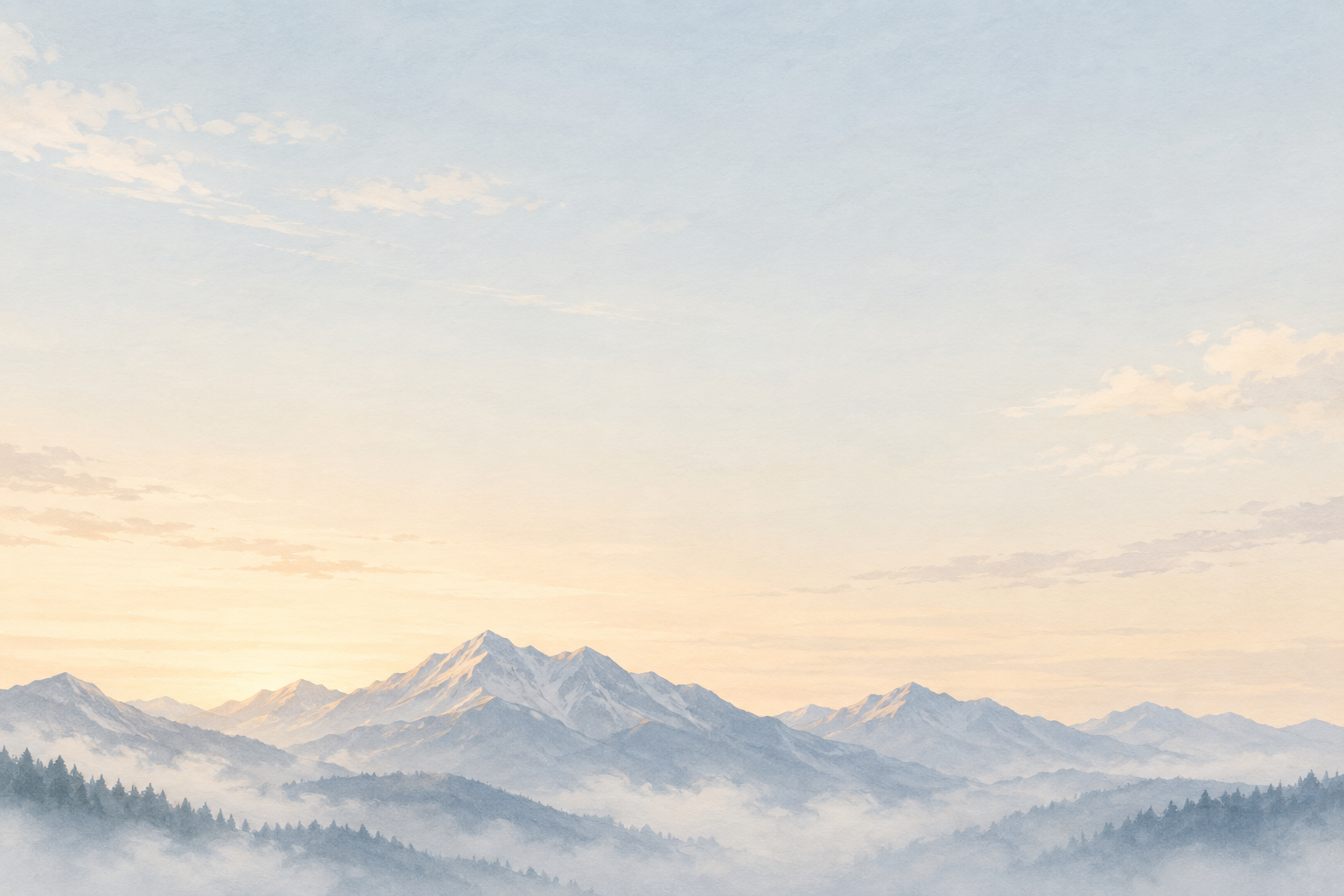 Blue mountains under a bright golden sky